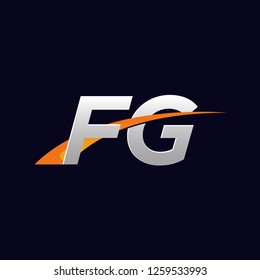 FG Initials letter vector illustrations designs overlapping with orange swoosh vector for company or company logo business on blue dark background.