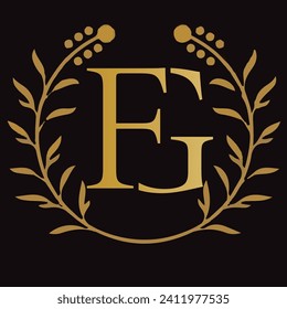 FG letter branding logo design with a leaf..
