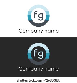FG letter a circle shape icon logo white blue