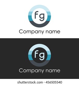 FG letter circle shape icon logo white blue