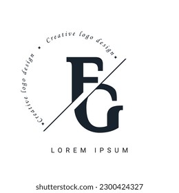 Diseño del logotipo de la carta FG con un corte creativo. Diseño de logotipo creativo