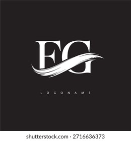 Logotipo del monograma de la letra de FG con la carrera del cepillo para la identidad moderna de la marca