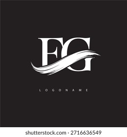 Logotipo del monograma de la letra de FG con la carrera del cepillo para la identidad moderna de la marca