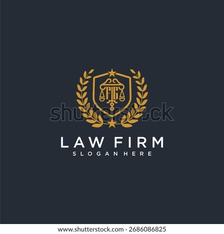 FG letter monogram logo for lawfirm with pillar and leaf image design