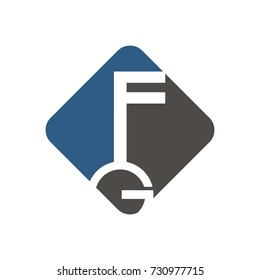 FG logo initial letter design template vector as a key shape