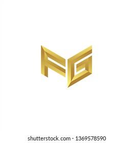 FG Logo letter initial 3d designs templete with gold colors