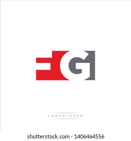 FG Logo Letter with Modern Negative space - Red and Grey Color EPS 10