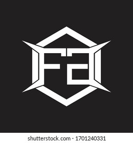 Monograma de logotipo FG con hexágono y plantilla de diseño de forma de cuatro ejes