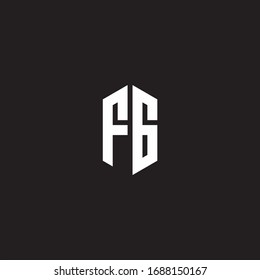 FG Logo monogram with hexagon shape style design template isolated on black background