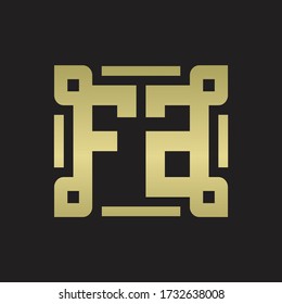 FG Logo monogram with piece line art design template