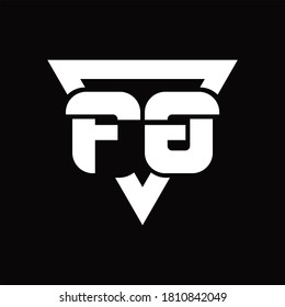 FG Logo-Monogramm mit dreieckiger Form, abgerundete Design-Vorlage auf schwarzem Hintergrund