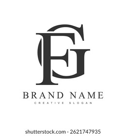 FG trendy logotype template. Initial letter f and g classic font style. Creative logo for company name or identity. Vector illustration.