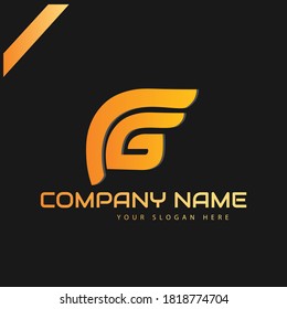 FG. The typographic font "FG" is shiny yellow on a dark or black background. Elegant logo G