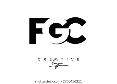 FGC Creative Elegant Monogram logo Design Featuring Bold Modern Typography With a Stylish Gold Accent And Artistic Black Brush Stroke Background. This Minimal And Creative Letter Logo.