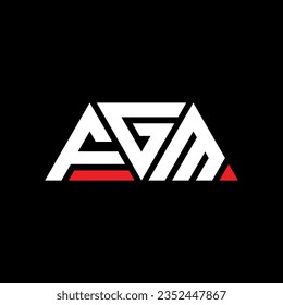 FGM triangle letter logo design with triangle shape. FGM triangle logo design monogram. FGM triangle vector logo template with red color. FGM triangular logo Simple, Elegant, and Luxurious design.