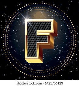 F-Gold Alphabet and Lighting Background.