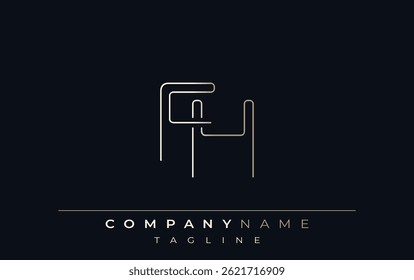 Logo de estilo de línea Abstractas FH. Diseño minimalista con las letras F y H Estilo de línea Abstractas