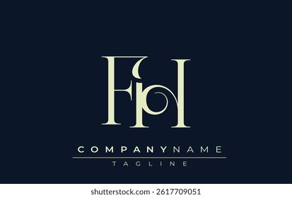 FH abstract Logo. Elegantly Designed Minimalist Monogram Logo with Stylish Lettering. Sophisticated and sleek minimalist monogram showcasing unique lettering design.