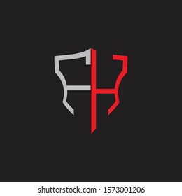 FH Abstract logo monogram with shield elements isolated on black background