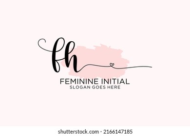 FH beauty monogram and elegant logo design handwriting logo of initial signature, wedding, fashion, floral and botanical with creative template.