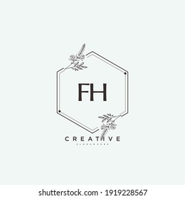 FH Beauty vector initial logo art, handwriting logo of initial signature, wedding, fashion, jewerly, boutique, floral and botanical with creative template for any company or business.