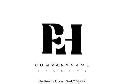 FH kreatives abstraktes Typografie Logo Design. Elegantes Logo, das mutige Typografie und kreative Formen kombiniert, ideal für Branding- und Identitätslösungen.