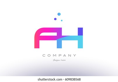 fh f h  creative pink purple blue modern dots creative alphabet gradient company letter logo design vector icon template
