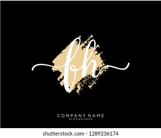 FH F H Initial handwriting logo template