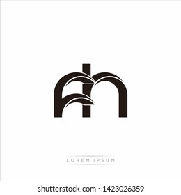 fh f h Initial Letter Split Lowercase Modern Monogram linked outline rounded logo