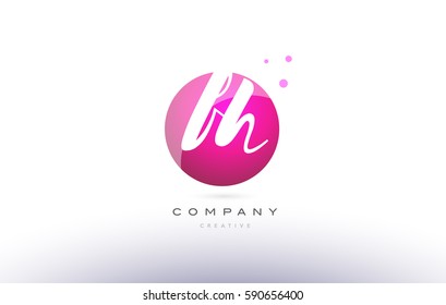 fh f h  sphere pink 3d alphabet company letter combination logo hand writting written design vector icon template 