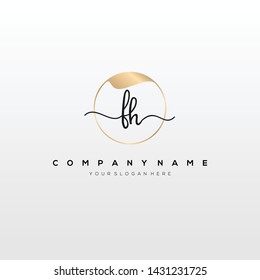 FH handwriting initial logo template vector.