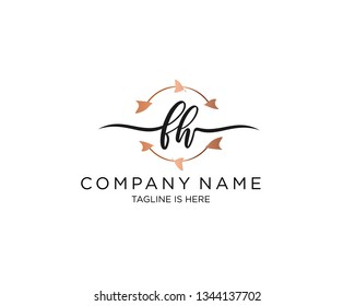 FH handwriting initial  logo vector