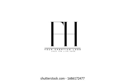 Plantilla monograma abstracto del logotipo vectorial FH HF 