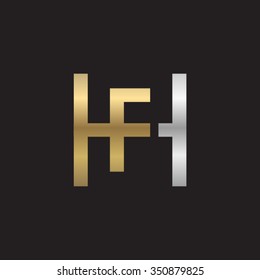 FH HF initial company H square shape silver gold logo black background