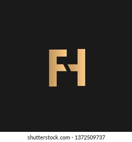 FH or HF logo vector. Initial logo vector golden letters on black background