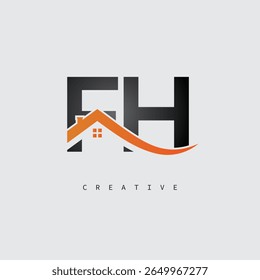 FH House Letter Logo – Creative Real Estate Monogram with Roof Shape and Home Icon for Property, Architecture and Modern Branding Identity