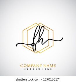 FH Initial Handwriting logo template vector