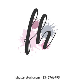 FH  Initial Handwriting logo template vector