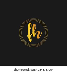 FH  Initial Handwriting logo template vector