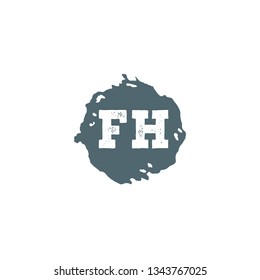 FH  Initial Handwriting logo template vector