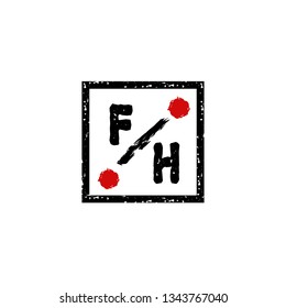 FH  Initial Handwriting logo template vector