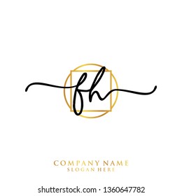 FH Initial handwriting logo template