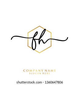 FH Initial handwriting logo template
