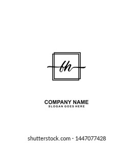 FH Initial handwriting logo template vector