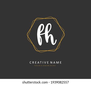 FH Initial letter handwriting and  signature logo. A concept handwriting initial logo with template element. 