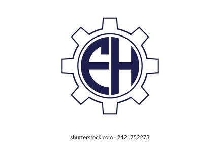FH initial letter mechanical circle logo design vector template. industrial, engineering, servicing, word mark, letter mark, monogram, construction, business, company, corporate, commercial, geometric