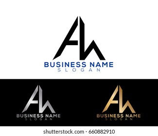 FH initial letters linked triangle shape logo
