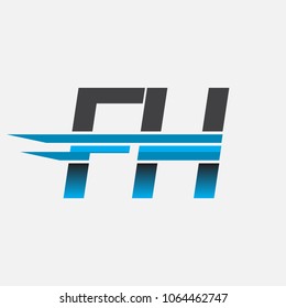 FH initial logo company name colored black and blue, Simple and Modern Logo Design.