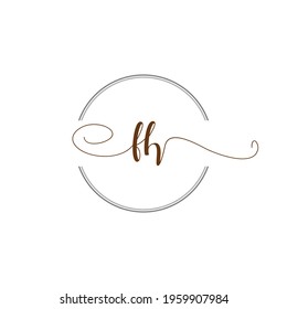 FH Initial Logo Handwriting template letter illustration
