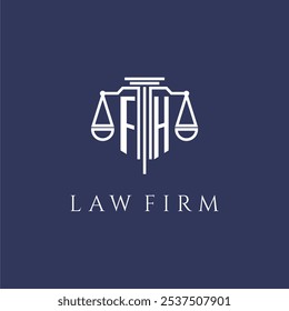 FH initial monogram for lawfirm logo with scales vector image